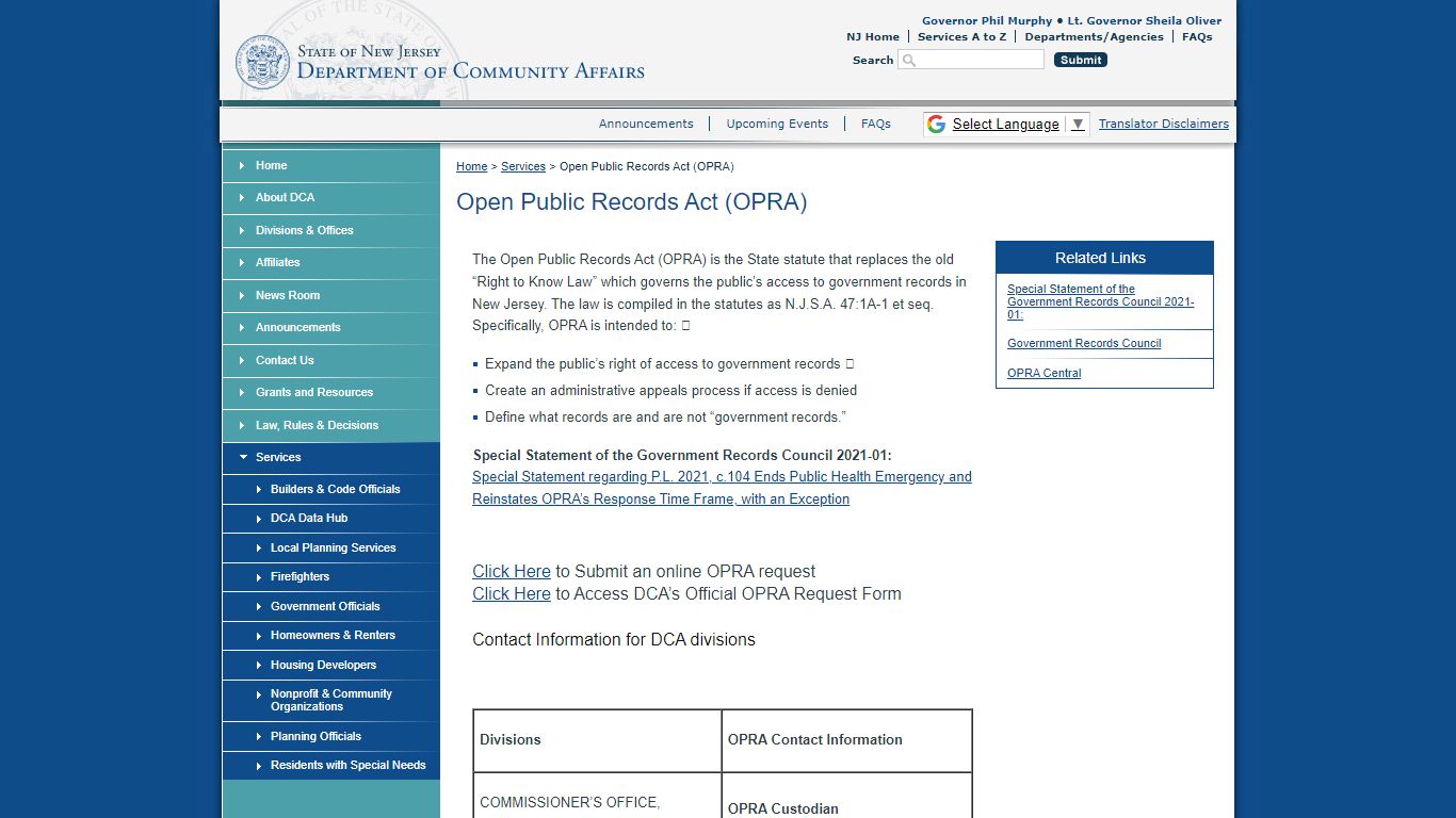 Open Public Records Act (OPRA) - Government of New Jersey