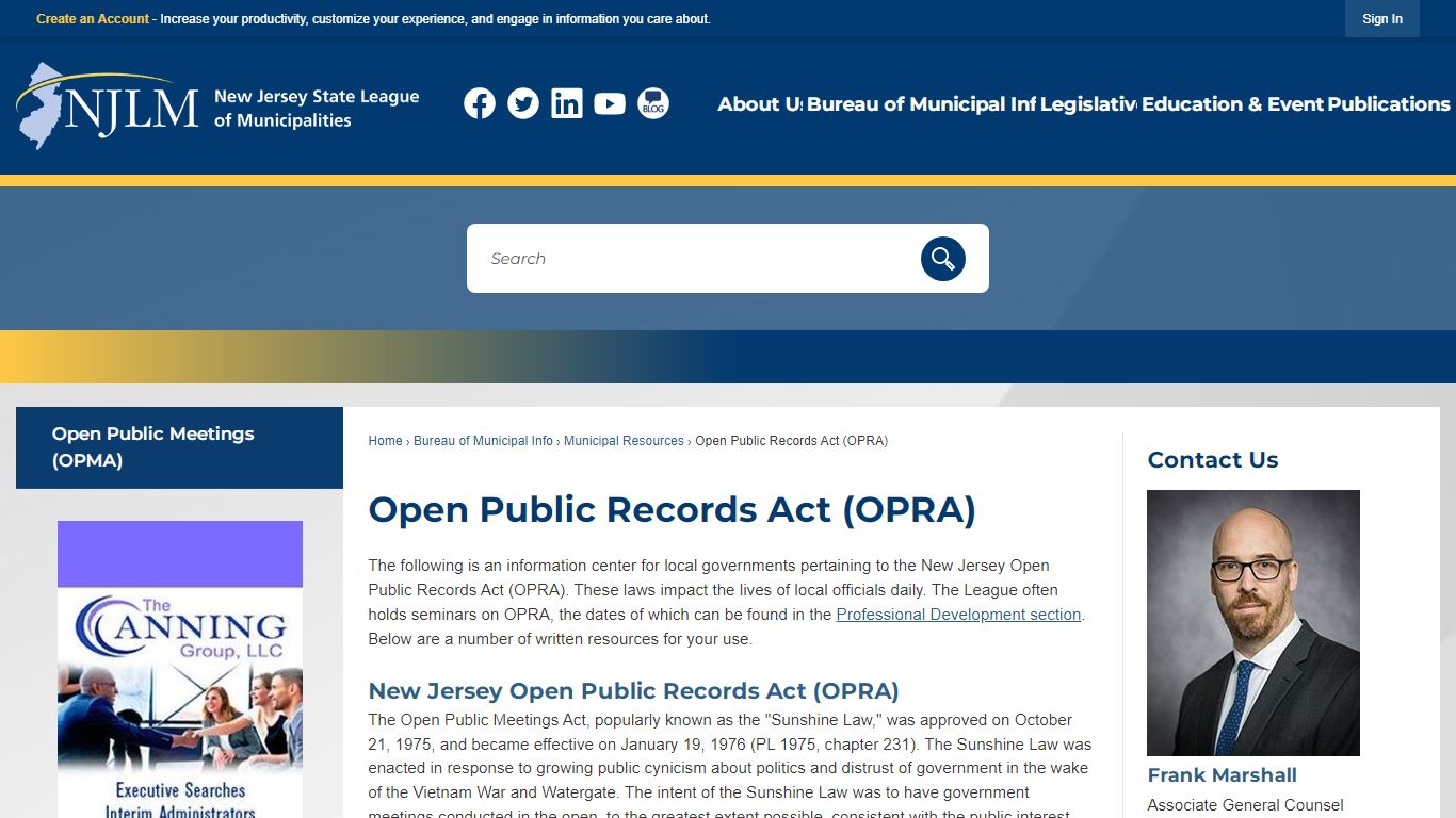 Open Public Records Act (OPRA) | New Jersey League of ...